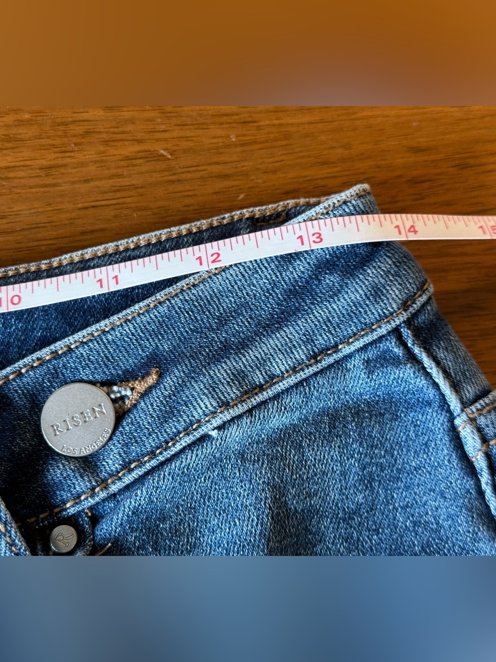 Risen by W.O. Denim Dark Blue Washed Cutoff Jean Shorts - Picture 3 of 14